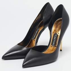 Tom Ford Black Leather Pointed Toe D'Orsay Pumps Size 40