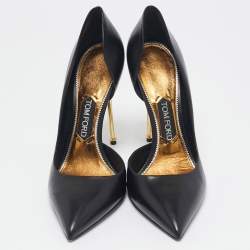 Tom Ford Black Leather Pointed Toe D'Orsay Pumps Size 40