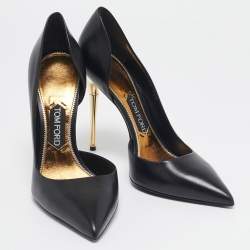 Tom Ford Black Leather Pointed Toe D'Orsay Pumps Size 40