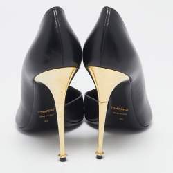 Tom Ford Black Leather Pointed Toe D'Orsay Pumps Size 40