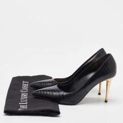 Tom Ford Black Lizard Leather Pointed Toe Pumps Size 37