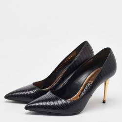 Tom Ford Black Lizard Leather Pointed Toe Pumps Size 37
