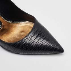 Tom Ford Black Lizard Leather Pointed Toe Pumps Size 37