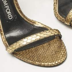 Tom Ford Gold Python Padlock Ankle Wrap Sandals Size 37.5
