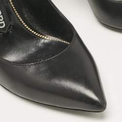 Tom Ford Black Leather Padlock Ankle Wrap Pumps Size 38