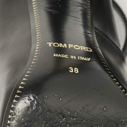 Tom Ford Black Leather Padlock Ankle Wrap Pumps Size 38