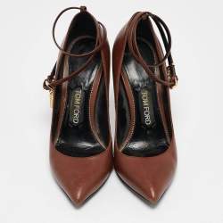 Tom Ford Brown Leather Padlock Pumps Size 37.5