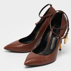 Tom Ford Brown Leather Padlock Pumps Size 37.5