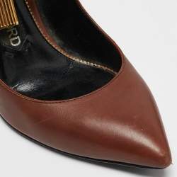Tom Ford Brown Leather Padlock Pumps Size 37.5