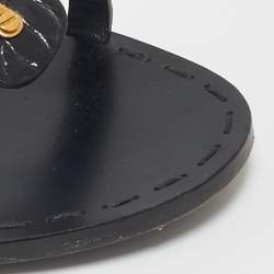 Tom Ford Black Croc Embossed Leather T-Strap Flat Sandals Size 37