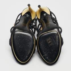 Tom Ford Black Python Leather Strappy Sandals Size 37.5