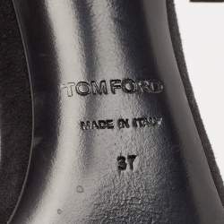 Tom Ford Black Suede Studded Chain Link Ankle Strap Sandals Size 37