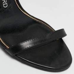 Tom Ford Black Leather Padlock Ankle Strap Sandals Size 37.5
