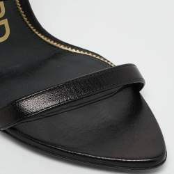 Tom Ford Black Leather Padlock Ankle Strap Sandals Size 36