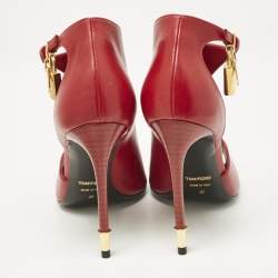 Tom Ford Dark Red Leather Open Toe Ankle Boots Size 37