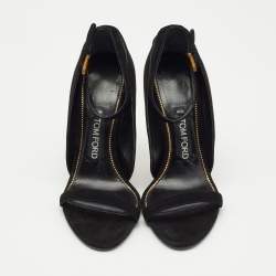 Tom Ford Black Suede Ankle Strap Sandals Size 37