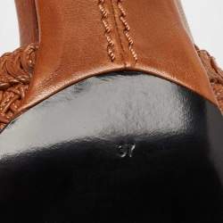 Tom Ford Brown Braided Leather Ankle Strap Sandals Size 37