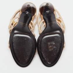 Tom Ford Beige Python Leather Strappy Sandals Size 37.5