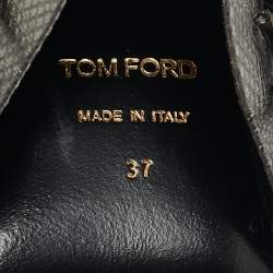 Tom Ford Metallic Grey Leather Embellished  Wedge Sandals Size 37