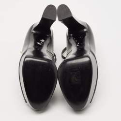Tom Ford Black Leather Padlock Peep Toe Ankle Wrap Pumps Size 41