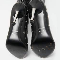 Tom Ford Black Leather Zip Up Over The Knee Boots Size 37