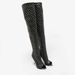 Tom Ford Black Leather Zip Up Over The Knee Boots Size 37
