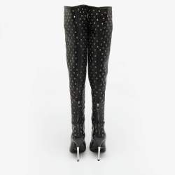 Tom Ford Black Leather Zip Up Over The Knee Boots Size 37
