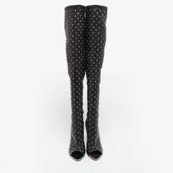 Tom Ford Black Leather Zip Up Over The Knee Boots Size 37