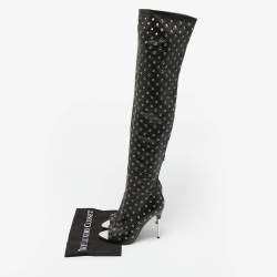 Tom Ford Black Leather Zip Up Over The Knee Boots Size 37