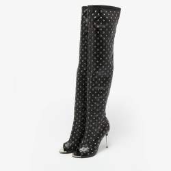 Tom Ford Black Leather Zip Up Over The Knee Boots Size 37