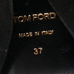Tom Ford Black Suede Embellished  Ankle Wrap Wedge Sandals Size 37