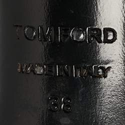 Tom Ford Black Patent and Leather T-Bar Ankle Strap Sandals Size 38