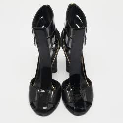 Tom Ford Black Patent and Leather T-Bar Ankle Strap Sandals Size 38