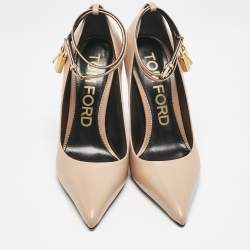 Tom Ford Beige Leather Padlock Pumps Size 40