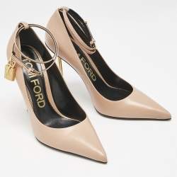 Tom Ford Beige Leather Padlock Pumps Size 40
