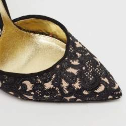 Tom Ford Black Embroidered Suede D'Orsay Ankle Strap Pumps Size 37.5