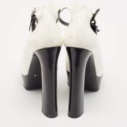 Tom Ford White Patent Leather Padlock Peep Toe Ankle Wrap Pumps Size 41