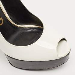 Tom Ford White Patent Leather Padlock Peep Toe Ankle Wrap Pumps Size 41