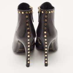 Tom Ford Black Leather Studded Peep Toe Booties Size 37.5
