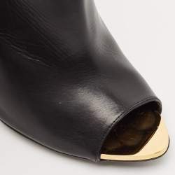 Tom Ford Black Leather Studded Peep Toe Booties Size 37.5