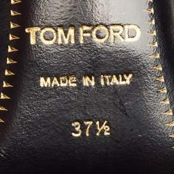 Tom Ford Black Leather Studded Peep Toe Booties Size 37.5