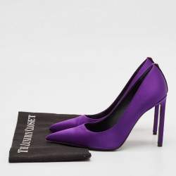 Pre Owned Tom Ford Purple Satin Pointed Toe Pumps Size 37.5