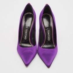 Pre Owned Tom Ford Purple Satin Pointed Toe Pumps Size 37.5