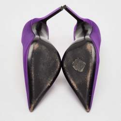 Pre Owned Tom Ford Purple Satin Pointed Toe Pumps Size 37.5