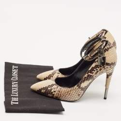 Tom Ford Beige/Cream Python Padlock Pointed Toe Pumps Size 38
