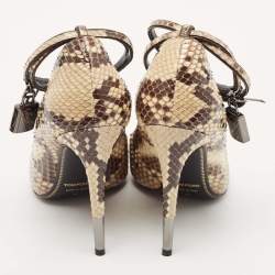 Tom Ford Beige/Cream Python Padlock Pointed Toe Pumps Size 38