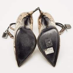 Tom Ford Beige/Cream Python Padlock Pointed Toe Pumps Size 38