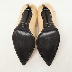 Pre Owned Tom Ford Light Beige Patent Leather Padlock Pumps Size 39.5