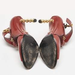 Tom Ford Red Leather Open Toe Ankle Boots Size 39.5