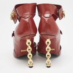 Tom Ford Red Leather Open Toe Ankle Boots Size 39.5